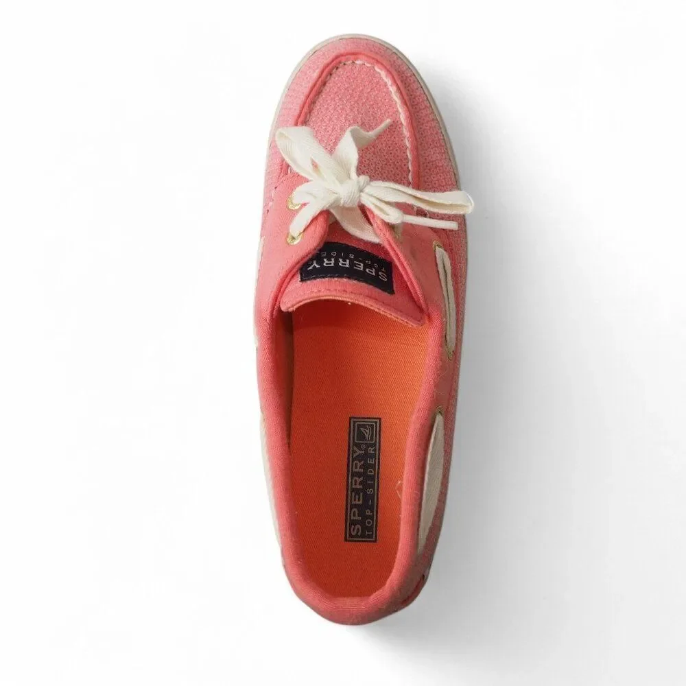 Sperry Top Sider Biscayne Sequin Boat‎ Shoes Orange 9688656 Women's 7.5M